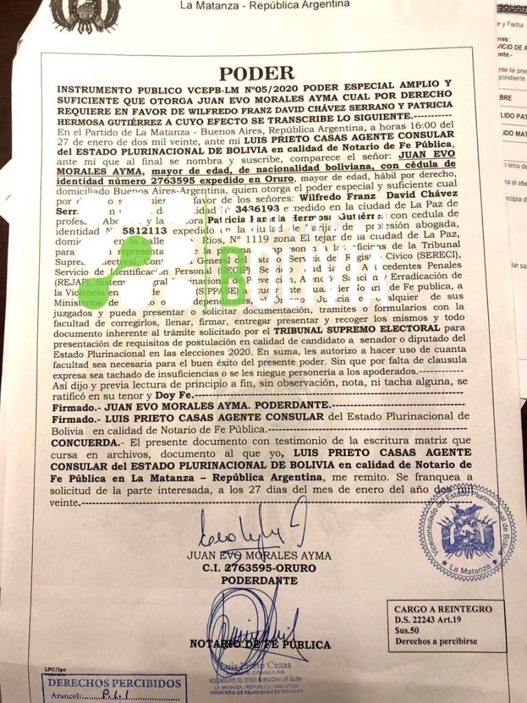 Cuánto vale un poder notarial en Bolivia